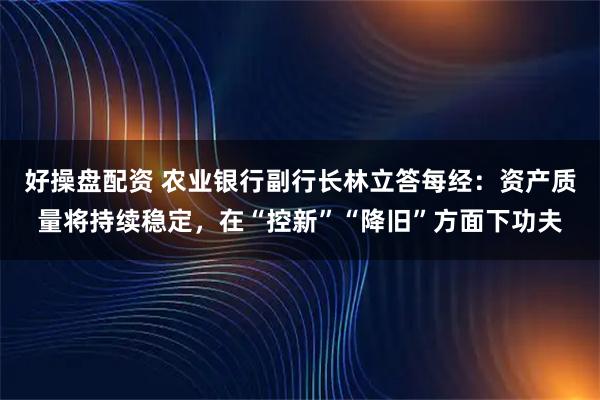 好操盘配资 农业银行副行长林立答每经：资产质量将持续稳定，在“控新”“降旧”方面下功夫