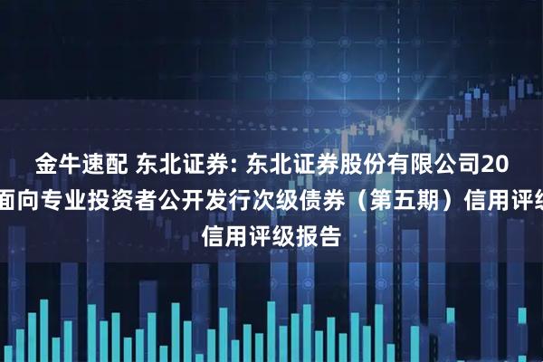 金牛速配 东北证券: 东北证券股份有限公司2025年面向专业投资者公开发行次级债券（第五期）信用评级报告